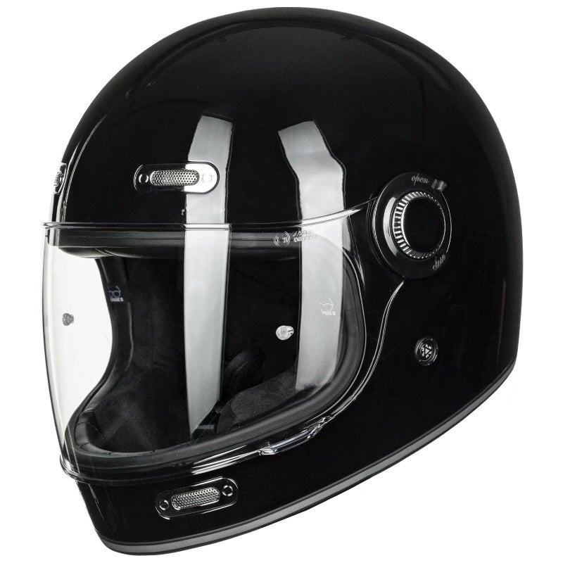 ILM Full Face Motorcycle Helmet Retro for Adult with Visor Vintage Helmets for Cruisers Scooters Mopeds Pinlock Compatible DOT Model Z503Gloss Black Large
